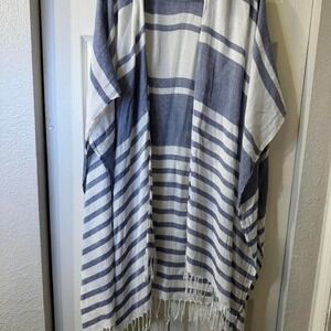 Isaac Mizrahi Blue and White Striped Coverup
